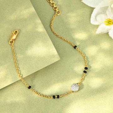 Distinctive Black Beaded Silver Bracelet