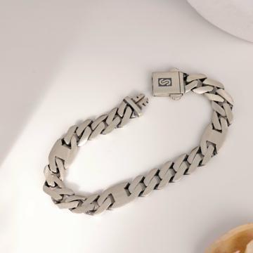 Modern Silver Cuban Style Bracelet