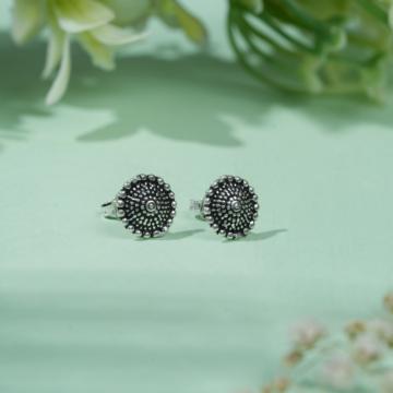 Fancy Dotted Wheel Silver Earrings