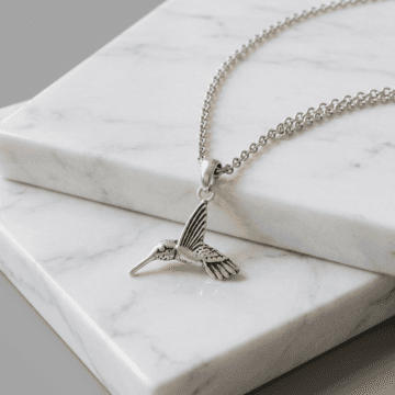 Graceful Hummingbird Silver Pendant