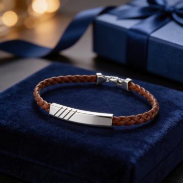 Streamlined Geometric Slanted Silver Bracelet