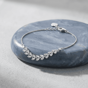 Sparkling Flower Sterling Silver Bracelet
