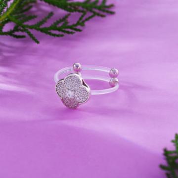 Captivating Floral Adjustable Silver Ring