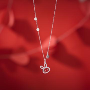 Charming Rabbit With Pearl Silver Necklace - Valentine Collection