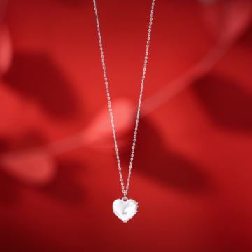 Gleaming Pearl Heart 2 in 1 Silver Necklace - Valentine Collection