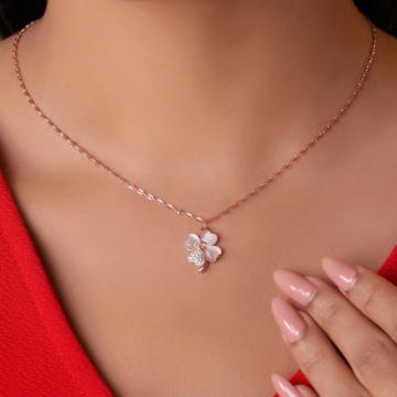 Refulgent Clover Pattern Silver Necklace - Valentine Collection