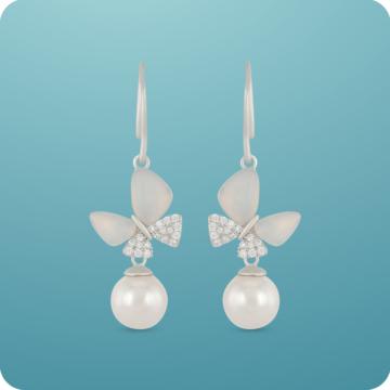 Modern Butterfly Motif Silver Earrings