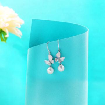 Modern Butterfly Motif Silver Earrings