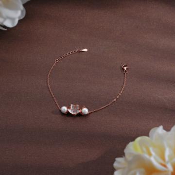 Enticing Floral With Pearl Silver Bracelet