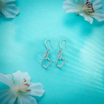 Fancy Knot Dangle Stone Silver Earrings - Valentine Collection