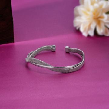 Trendy Twist And Twirl Adjustable Silver Bracelet