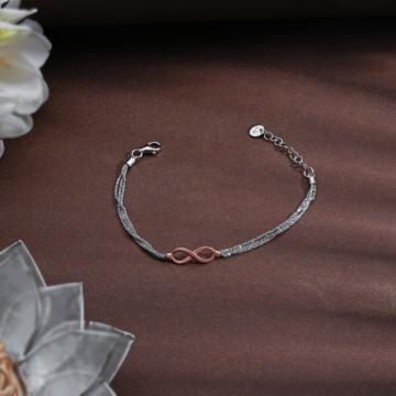 Infinity Two Tone Charm Silver Bracelets - Valentine Collection