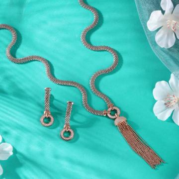 Unique Rhodium Tassel Silver Necklace Set