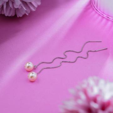 Classic Pearl Sui Dhaga Silver Earrings