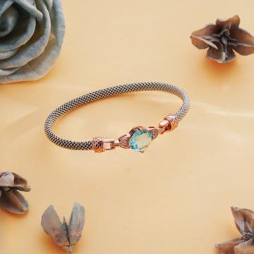 Contemporary Mesh Design With Blue Stone Silver Bracelet