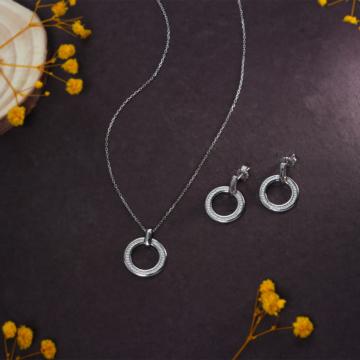 Geometric Circle Silver Necklace Set - Valentine Collection