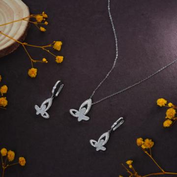 Dashing Butterfly Silver Necklace Set