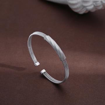 Trendy Textured Silver Bracelet