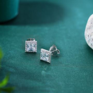 Modern Silver Stud Earrings