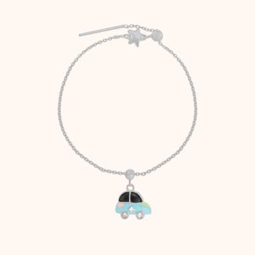 Playful Wheely Car Silver Bracelet