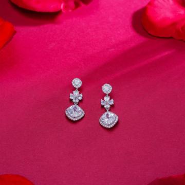 Graceful Three Part Clover Silver Earrings