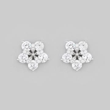 Chic Silver Blossom Stone Earrings