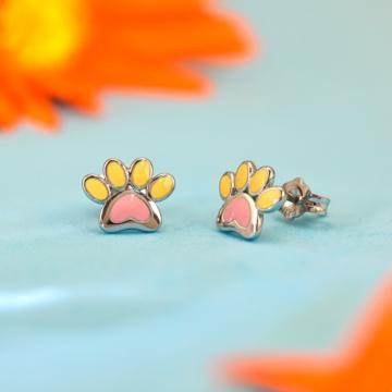Adorable Pet Paw Studs Silver Earrings