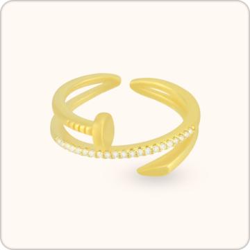 Fashionable Nail Keel Adjustable Silver Ring