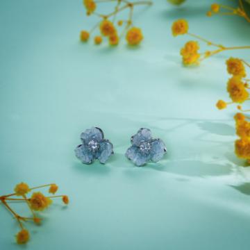 Minimalist Floral Design Silver Earrings