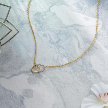 Classic Dual Tone Heart Silver Necklace - Valentine Collection