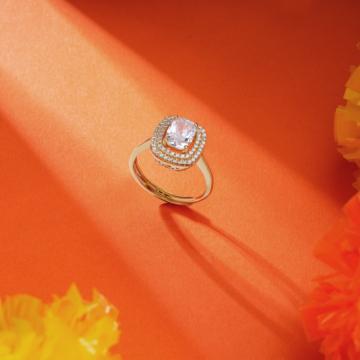 Elegant Cushion Cut White Stone Silver Ring