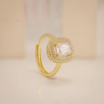 Elegant Cushion Cut White Stone Silver Ring