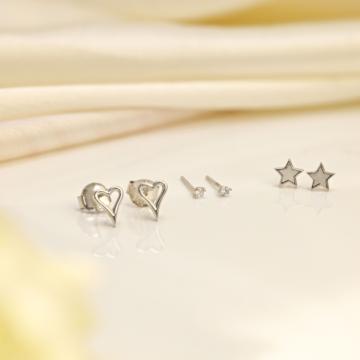 Classic Butterfy With Star Silver Earrings