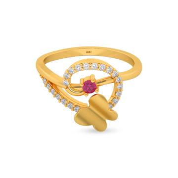 Glossy Twirly Butterfly Gold Ring