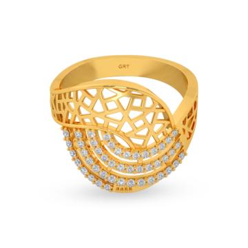 Trendy Layered White Stone Gold Ring