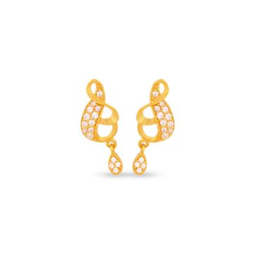 Delicate Twisted S Pattern Gold Earrings