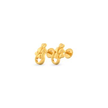 Pretty Single Floral Gold Earrings