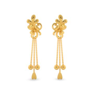 Scintillating Floral Drop Gold Earrings