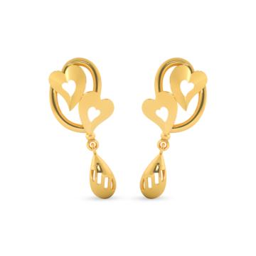 Appealing Leaning Heart Gold Earrings