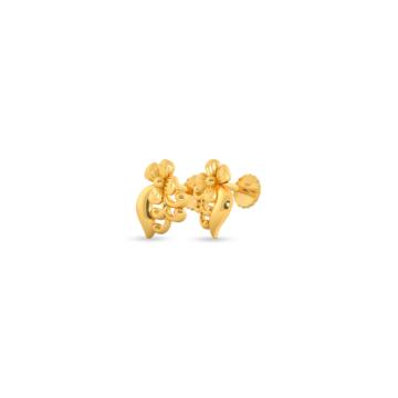 Dazzling Single Floral Gold Earrings