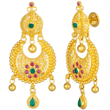 Charming Chand Bali Colorful Floral Gold Earrings