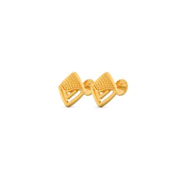 Fancy Cubic Design Gold Earrings
