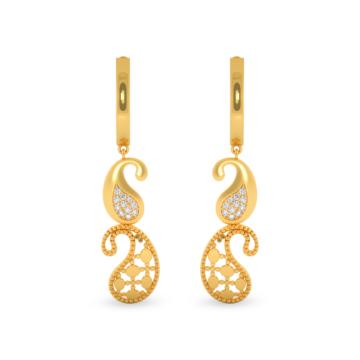 Adorable Paisley Drop Gold Earrings