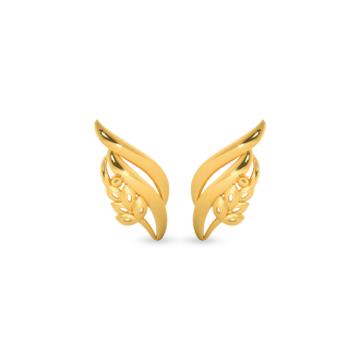 Shiny Leafy Pattern Gold Earrings