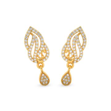 Gorgeous Twin Leaf With Drop Gold Earrings