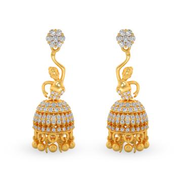 Chic Floral Dancing Doll Gold Earrings