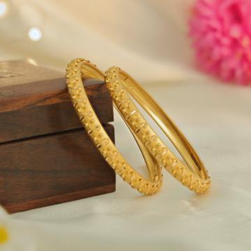Intricate Floral Designed Gold Bangles