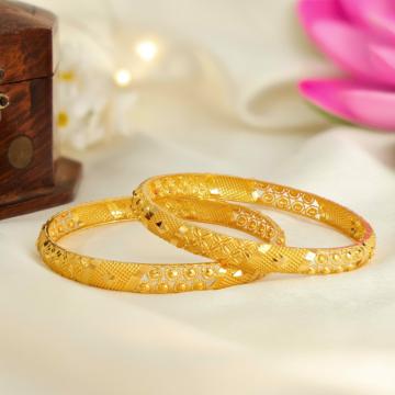 Floral Textured Gold Bangles