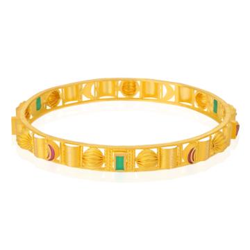 Opulent Waves Dual Stone Gold Bangles