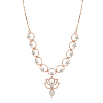 Charming Lotus Pearl Diamond Necklace - Riha Collection